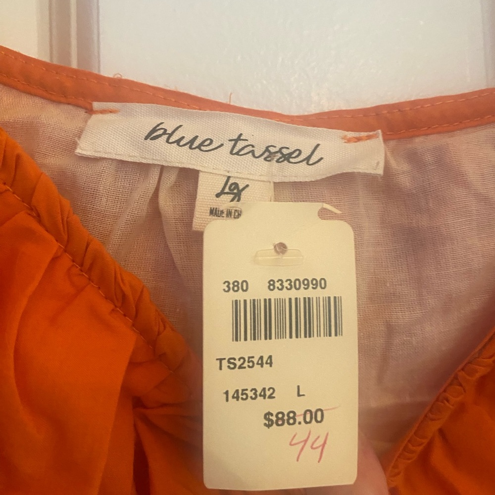 Orange Embroidered Ruffled Crop Top - Picture 2 of 6